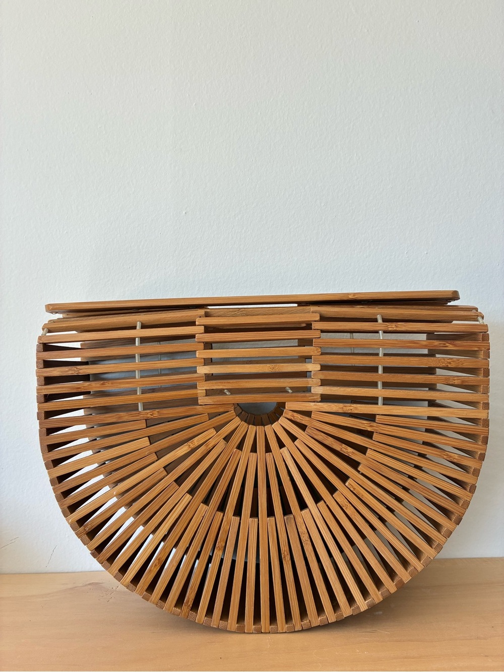 Natural Bamboo Semi-Circle Handbag by